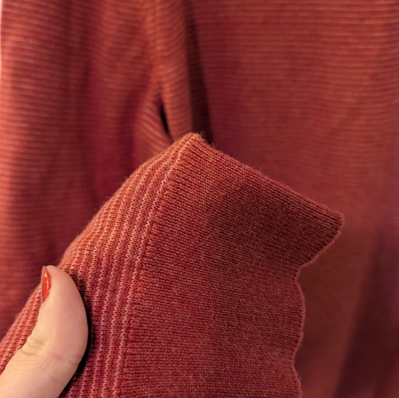 Vineyard Vines Cashmere Blend Thaxter Quarter Zip Striped Rust Color Sweater - Picture 5 of 8